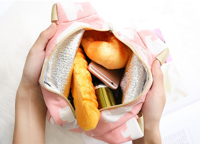 Bento Pouch Lunch Linen Cotton Bag Thermal Insulated Lunch Box Tote Cooler Bag