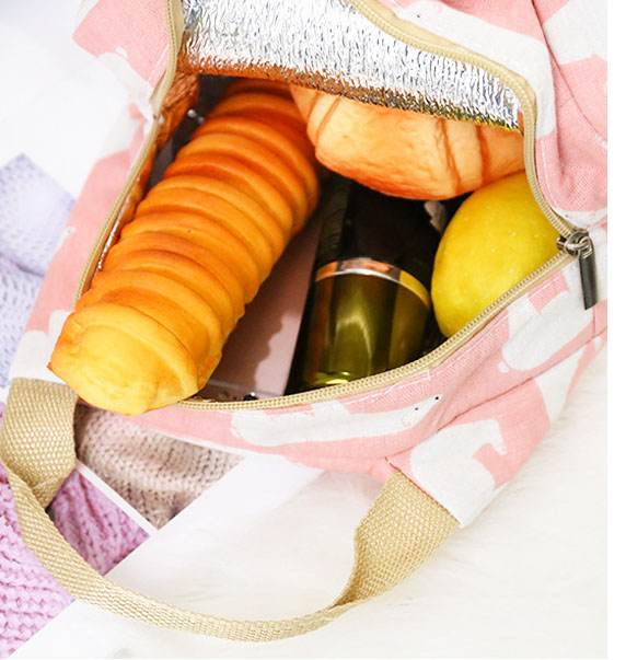 Bento Pouch Lunch Linen Cotton Bag Thermal Insulated Lunch Box Tote Cooler Bag