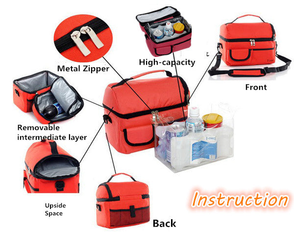 Convenient Picnic Lunch Bag Cooler Bag Ice Bag Lunch Box Assorted Colors Available