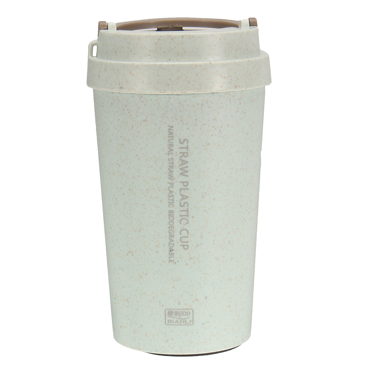 400L Wheat Straw Portable Double-wall Vacuum Bottle Coffee Cup Insulated Mug Water Bottle (Light Blue)