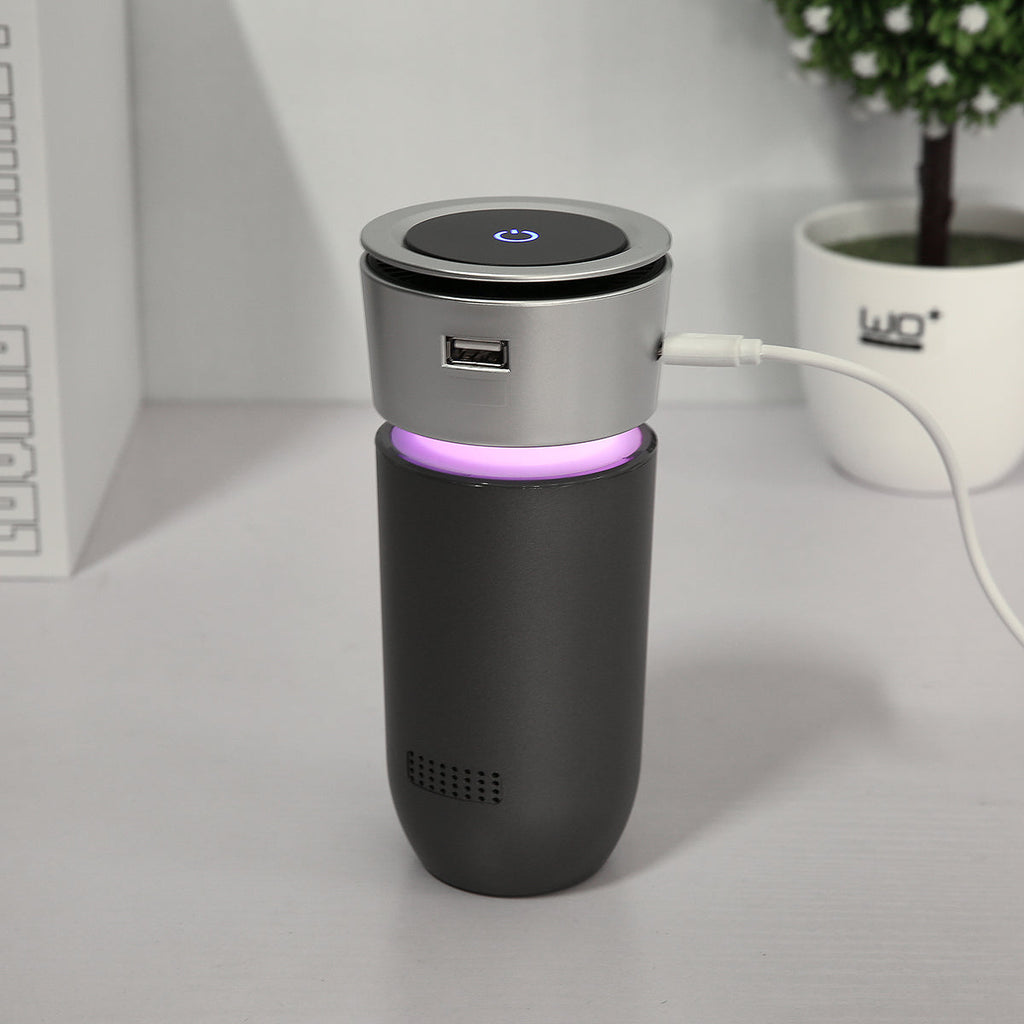 AUGIENB Air Filter 12V Negative Ions Air Cleaner Ionizer Air Freshener Car Charger Auto Mist Maker Pm2.5 Eliminator Cup USB Charging for Car/Home (Grey)