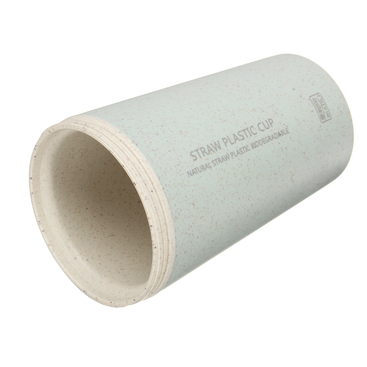 400L Wheat Straw Portable Double-wall Vacuum Bottle Coffee Cup Insulated Mug Water Bottle (Light Blue)