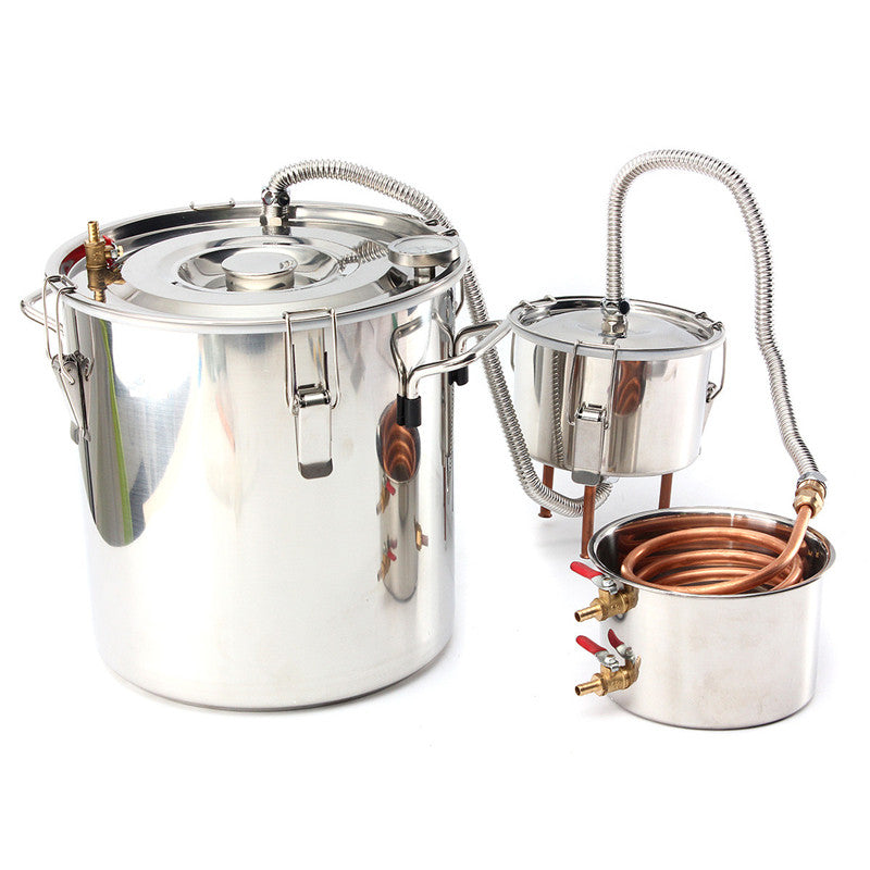 20L 5Gal Alcohol Distiller With Thumper Keg DIY Handmade Moonshine Water Copper Hine For B-eer W-ine Making Stainless Boiler Christmas Gift  (20L)