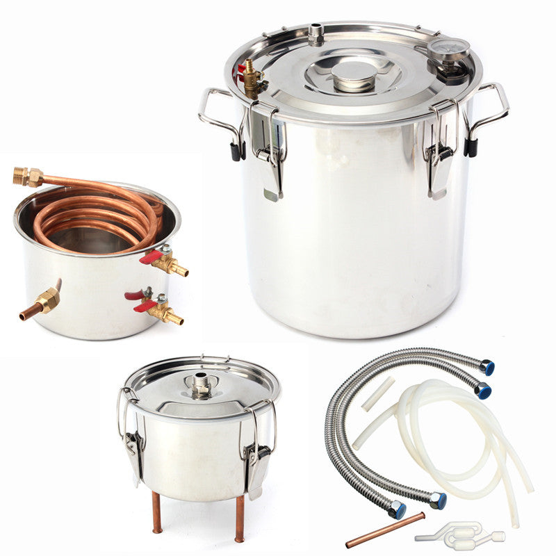 20L 5Gal Alcohol Distiller With Thumper Keg DIY Handmade Moonshine Water Copper Hine For B-eer W-ine Making Stainless Boiler Christmas Gift  (20L)